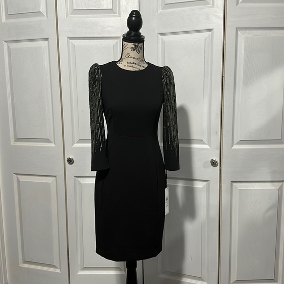 Calvin Klein Dresses & Skirts - Women's Calvin Klein Scuba Crepe Sheath with Beaded 3/4 Sleeves